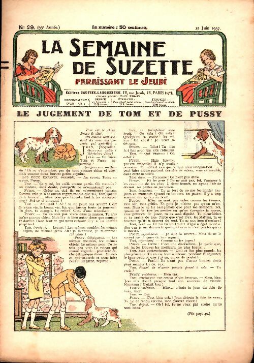 Livrenpoche : La semaine de Suzette 33e année n°29 : Le jugement de Tom et de Pussy - Collectif - Livre