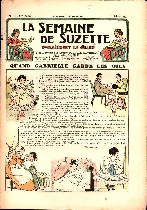 Livrenpoche : La semaine de Suzette 33e année n°31 : Quand Gabrielle garde les oies - Collectif - Livre