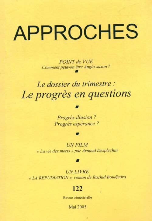 Livrenpoche : Approches n°122 : Le progrès en questions - Collectif - Livre