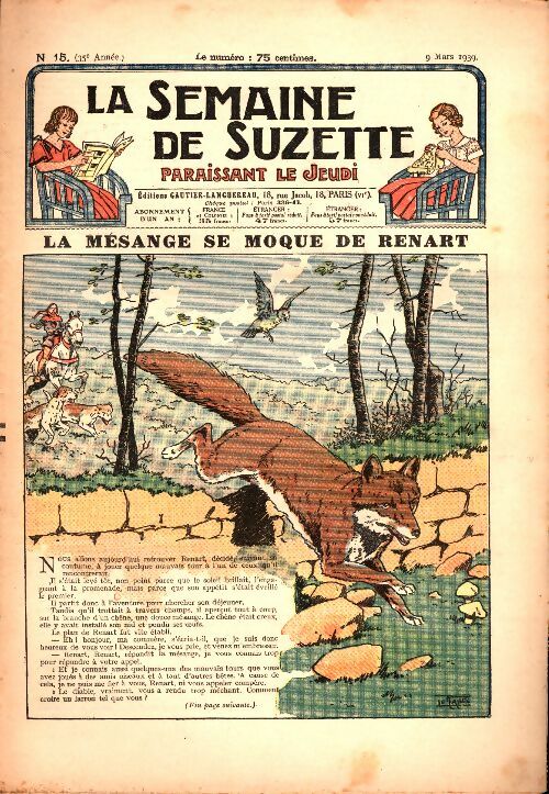 Livrenpoche : La semaine de Suzette 35e année n°15 : La mésange se moque de Renart - Collectif - Livre
