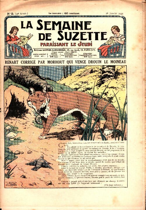 Livrenpoche : La semaine de Suzette 35e année n°9 : Renart corrigé par Morhout qui venge Drouin le moineau - Collectif - Livre