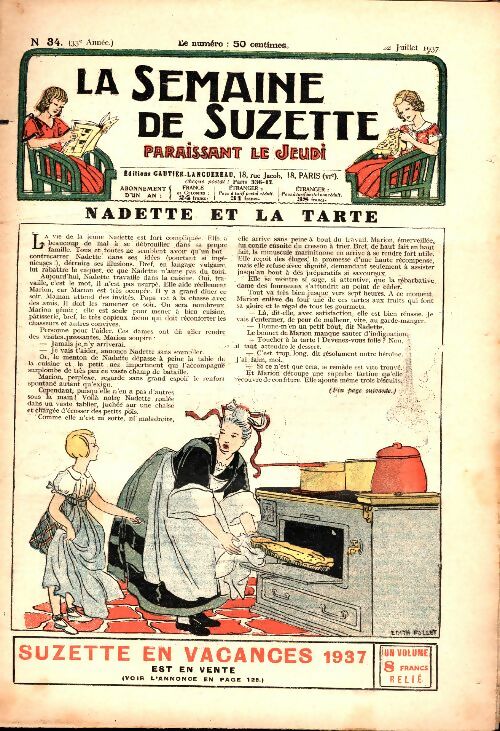 Livrenpoche : La semaine de Suzette 33e année n°34 : Nadette et la tarte - Collectif - Livre