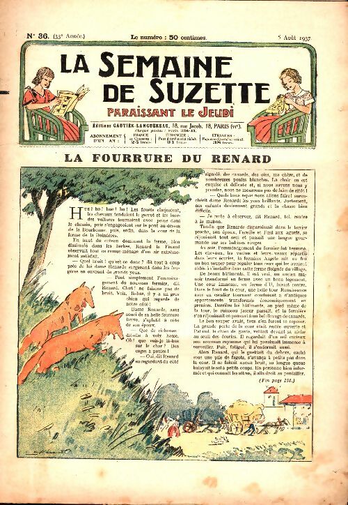 Livrenpoche : La semaine de Suzette 33e année n°36 : La fourrure du renard - Collectif - Livre