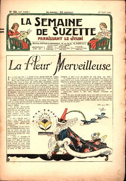Livrenpoche : La semaine de Suzette 33e année n°39 : La fleur merveilleuse - Collectif - Livre