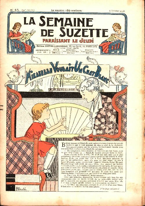 Livrenpoche : La semaine de Suzette 34e année n°45 : Mirabelle voulait un chat blanc - Collectif - Livre