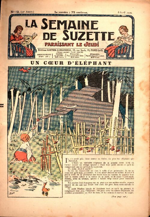 Livrenpoche : La semaine de Suzette 35e année n°19 : Un coeur d'éléphant - Collectif - Livre