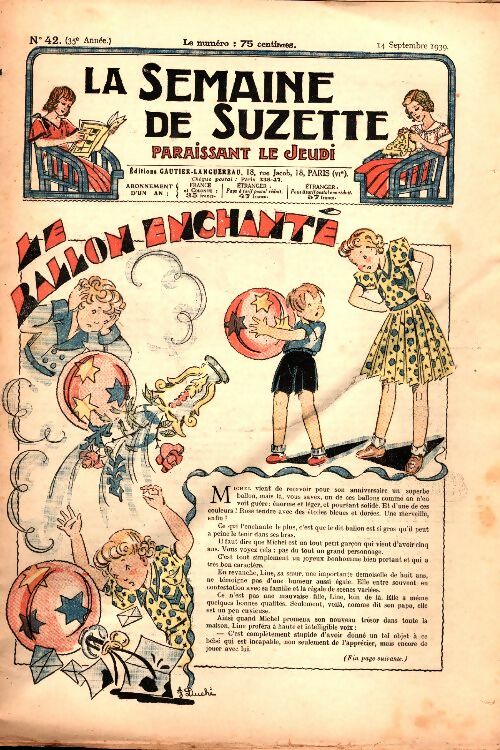 Livrenpoche : La semaine de Suzette 35e année n°42 : Le ballon enchanté - Collectif - Livre