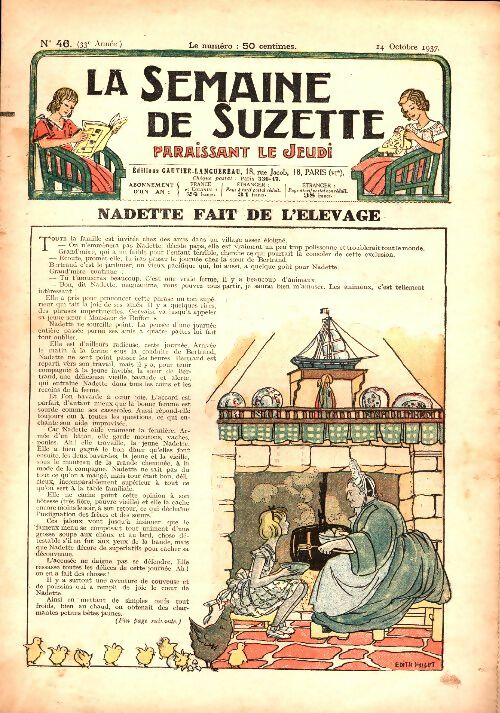 Livrenpoche : La semaine de Suzette 33e année n°46 : Nadette fait de l'élevage - Collectif - Livre