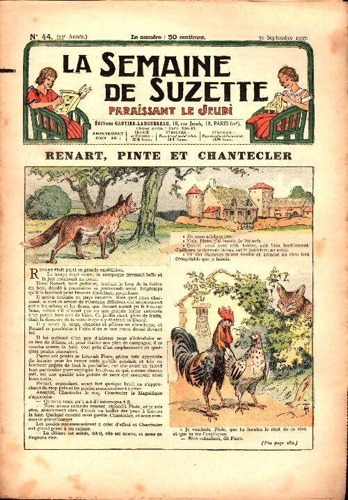 Livrenpoche : La semaine de Suzette 33e année n°44 : Renart, Pinte et Chantecler - Collectif - Livre