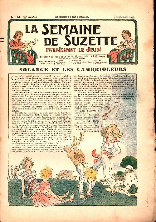 Livrenpoche : La semaine de Suzette 33e année n°41 : Solange et les cambrioleurs - Collectif - Livre