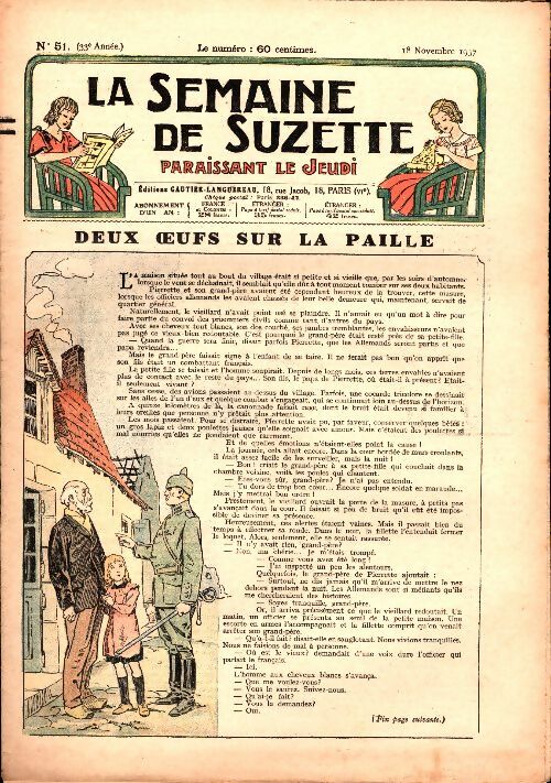 Livrenpoche : La semaine de Suzette 33e année n°51 : Deux oeufs sur la paille - Collectif - Livre