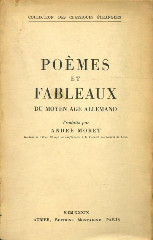 Livrenpoche : Poèmes et fabliaux du moyen âge allemand - André Moret - Livre