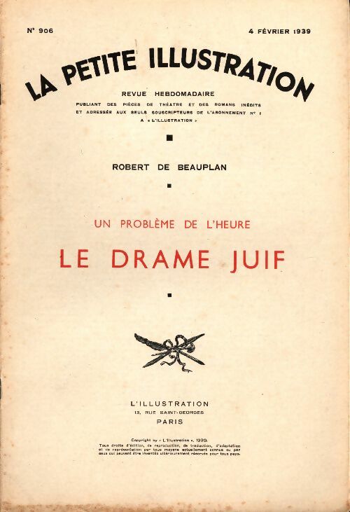 Livrenpoche : La petite illustration n°906 : Un problème de l'heure : le drame juif - Collectif - Livre