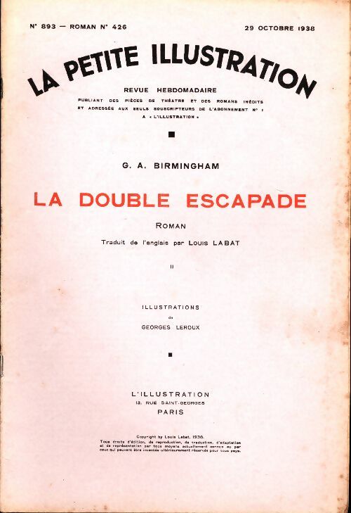 Livrenpoche : La petite illustration n°893 Roman n°426 : La double escapade Tome II - Collectif - Livre