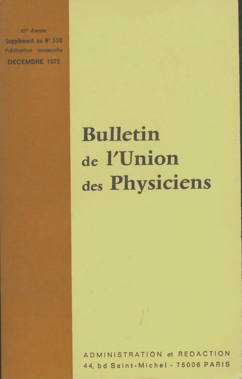 Livrenpoche : Bulletin de l'union des physiciens n°550 - Collectif - Livre