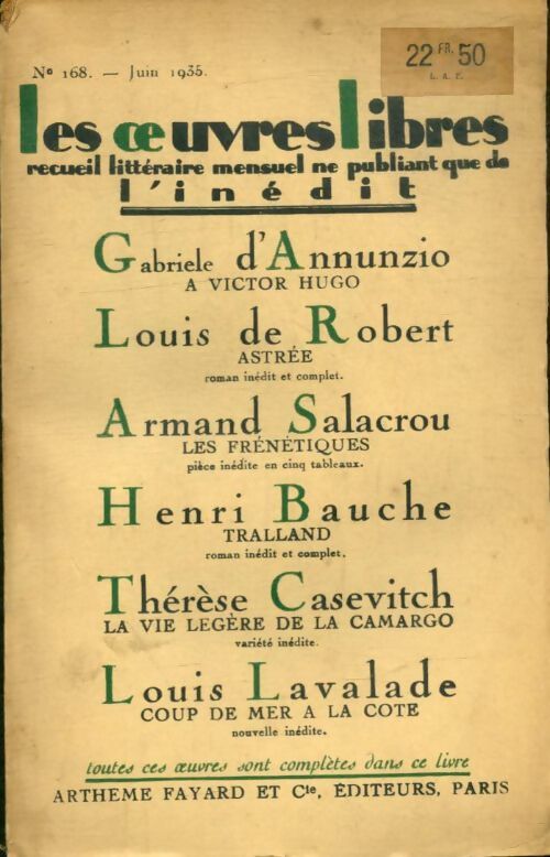 Livrenpoche : Les ½uvres libres n°168 - Collectif - Livre