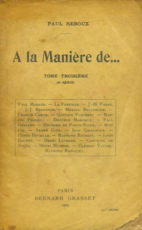 Livrenpoche : A la manière de... Tome III - Paul Reboux - Livre