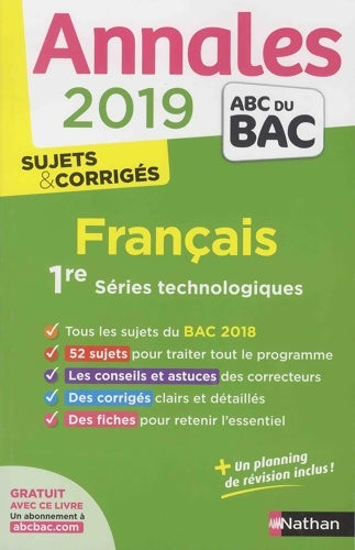 Livrenpoche : Français 1ère STMG sujets & corrigés 2019 - Sylvie Planchard - Livre