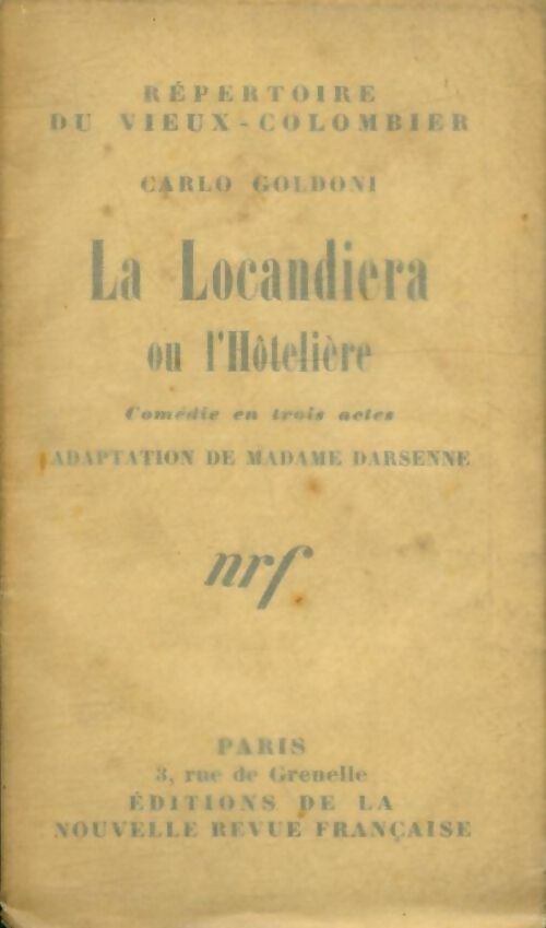 Livrenpoche : La locandiera ou l'Hôtelière - Carlo Goldoni - Livre