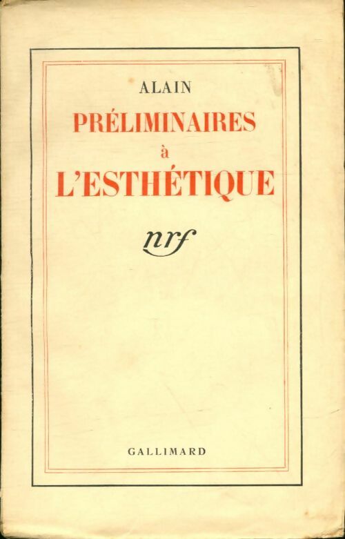 Livrenpoche : Préliminaires à l'esthétique - Alain - Livre