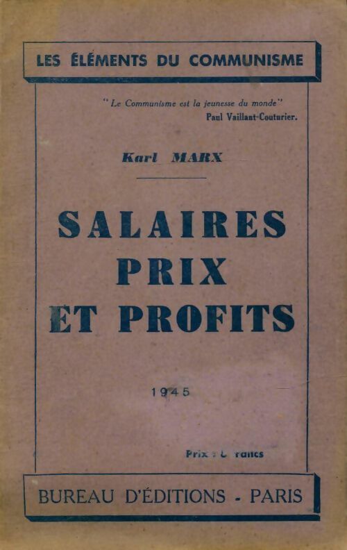 Livrenpoche : Salaires, prix et profits - Karl Marx - Livre