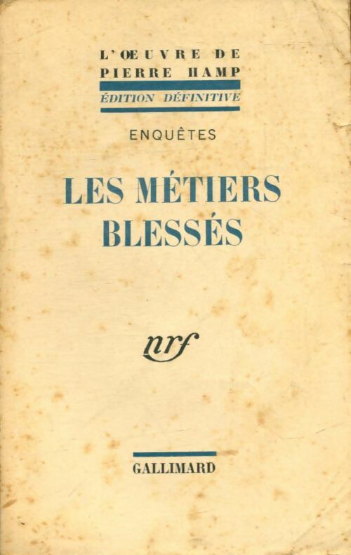 Livrenpoche : Les métiers blessés - Pierre Hamp - Livre