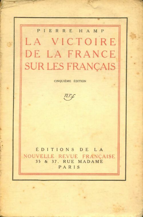 Livrenpoche : La victoire de la France sur les français - Pierre Hamp - Livre