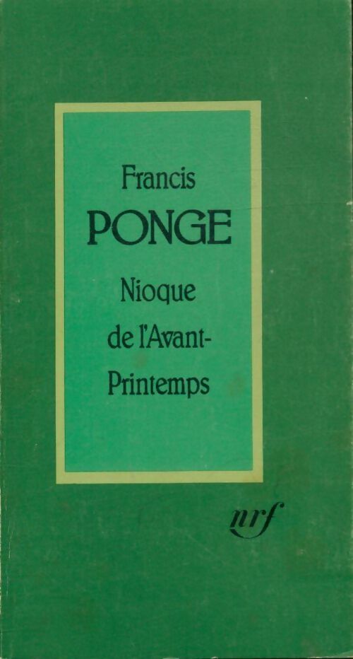 Livrenpoche : Nioque de l'Avant-Printemps - Francis Ponge - Livre