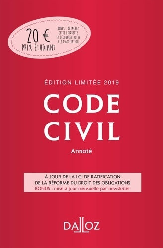 Code civil annoté 2019 - Georges Wiederkehr -  Codes - Livre