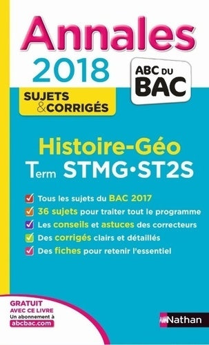 Livrenpoche : Histoire-géographie Terminale STMG sujets & corrigés 2018 - Gilles Darier - Livre