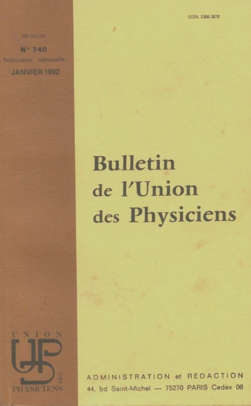 Bulletin de l'union des physiciens n°740 - Collectif -  Bulletin de l'union des physiciens - Livre