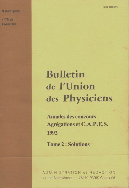 Livrenpoche : Bulletin de l'union des physiciens n°751 bis - Collectif - Livre