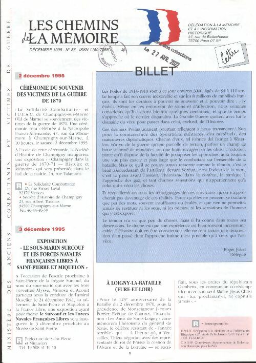 Livrenpoche : Les chemins de la mémoire n°56 :  - Collectif - Livre