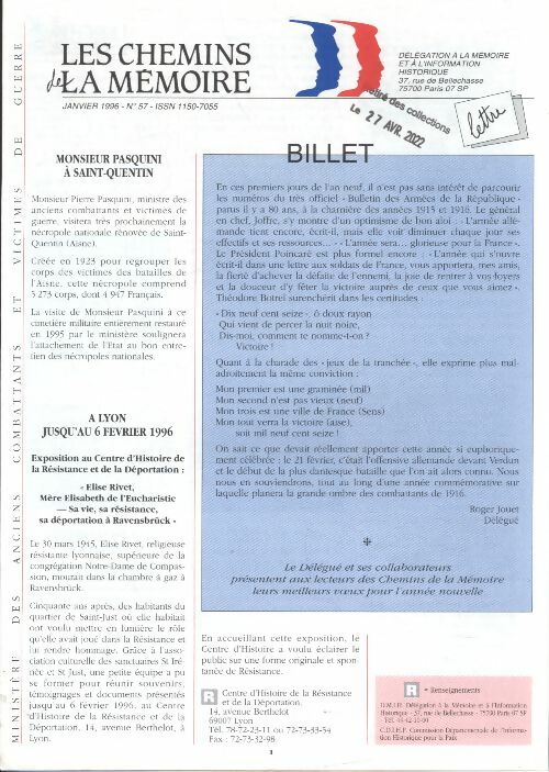 Livrenpoche : Les chemins de la mémoire n°57 :  - Collectif - Livre