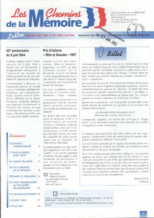 Livrenpoche : Les chemins de la mémoire n°63 :  - Collectif - Livre