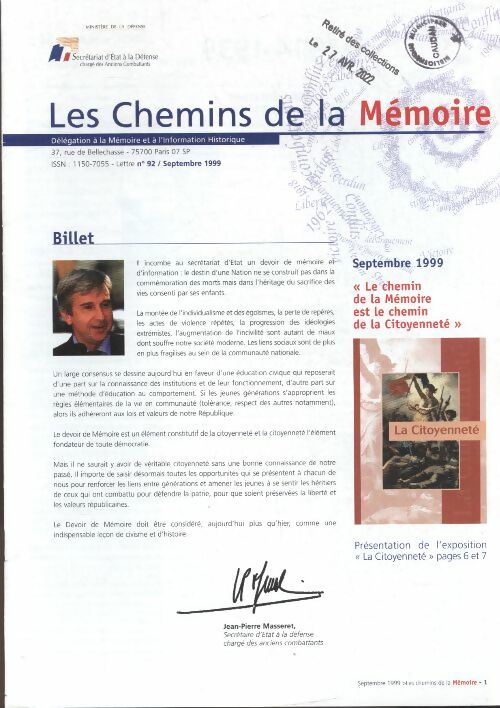 Livrenpoche : Les chemins de la mémoire n°92 :  - Collectif - Livre