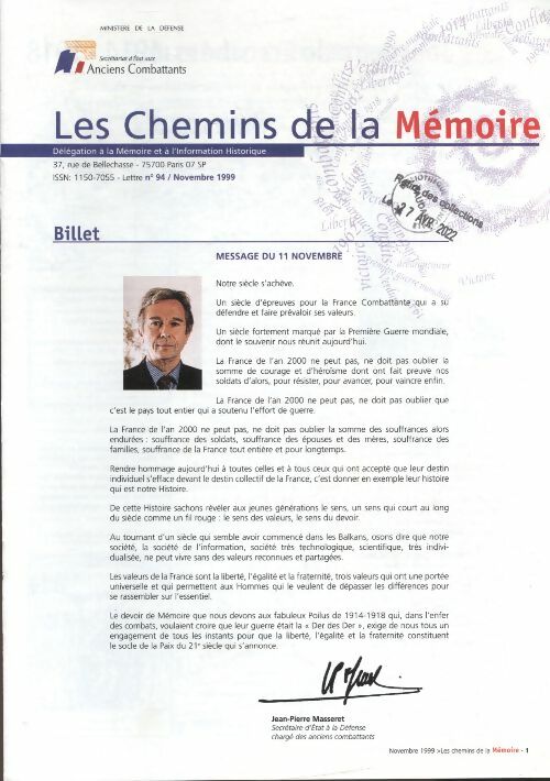Livrenpoche : Les chemins de la mémoire n°94 :  - Collectif - Livre