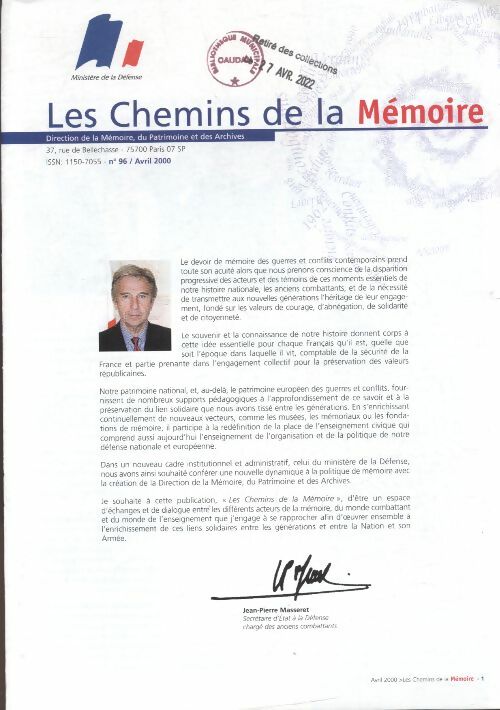 Livrenpoche : Les chemins de la mémoire n°96 :  - Collectif - Livre
