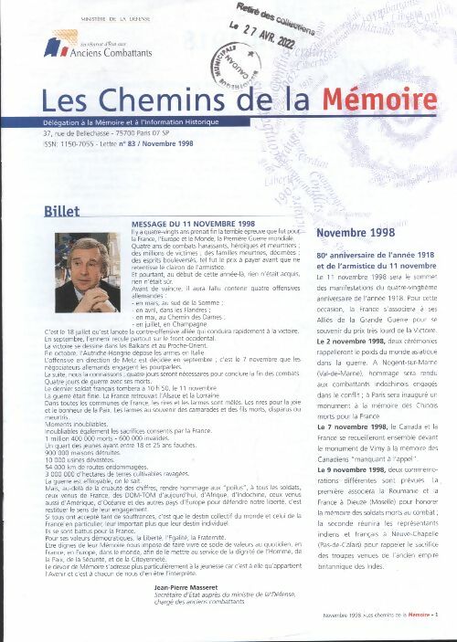 Livrenpoche : Les chemins de la mémoire n°83 :  - Collectif - Livre