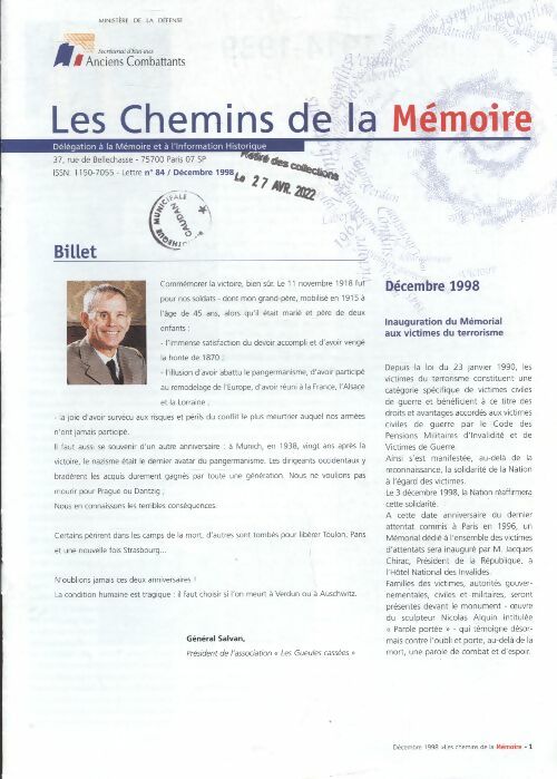 Livrenpoche : Les chemins de la mémoire n°84 :  - Collectif - Livre