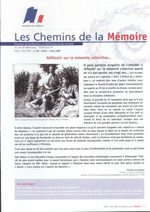 Livrenpoche : Les chemins de la mémoire n°99 :  - Collectif - Livre