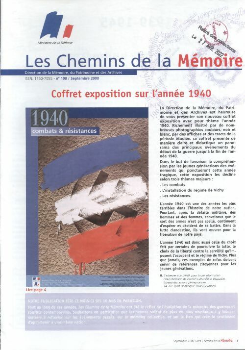 Livrenpoche : Les chemins de la mémoire n°100 :  - Collectif - Livre