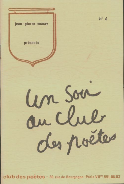 Livrenpoche : Un soir au club des poètes n°6 - Jean-Pierre Rosnay - Livre
