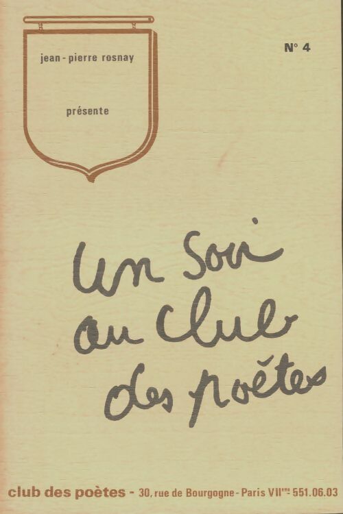 Livrenpoche : Un soir au club des poètes n°4 - Jean-Pierre Rosnay - Livre