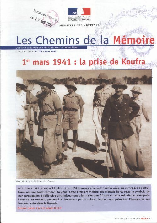 Livrenpoche : Les chemins de la mémoire n°105 : La prise de Koufra - Collectif - Livre