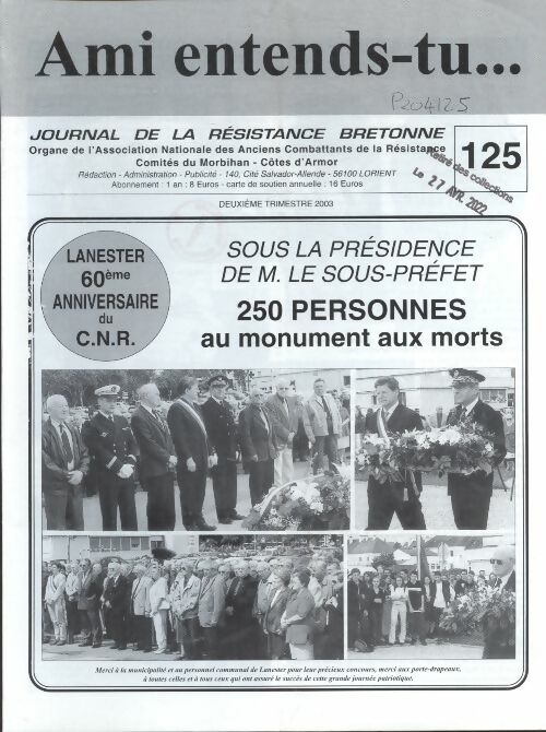 Livrenpoche : Ami entends-tu... n°125  - Collectif - Livre