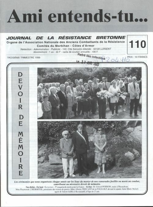 Livrenpoche : Ami entends-tu... n°110  - Collectif - Livre