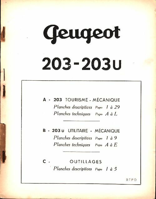 Livrenpoche : Peugeot 203-203u revue technique - Collectif - Livre