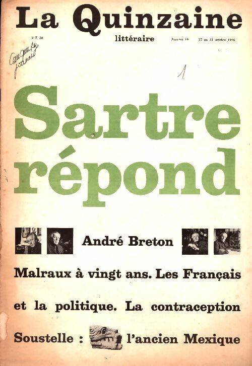 Livrenpoche : La quinzaine littéraire n°14 : Sartre répond - Collectif - Livre