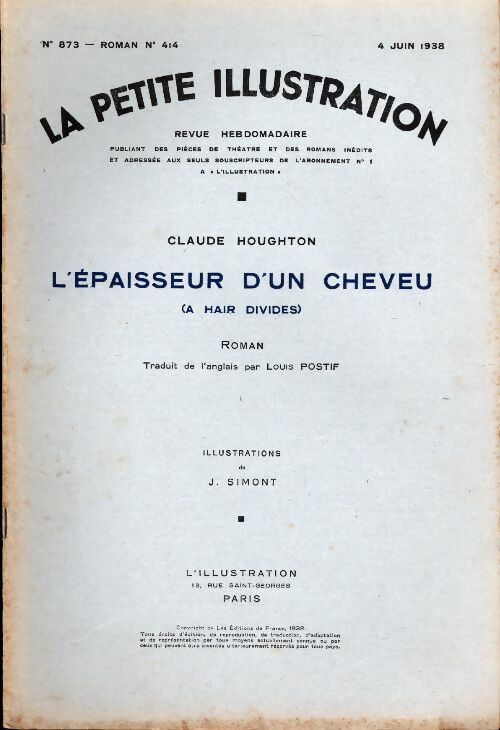 Livrenpoche : La petite illustration n°873 Roman n°414 : L'épaisseur d'un cheveu - Collectif - Livre